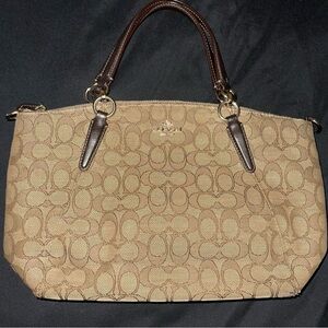 Tan Classic Coach Vintage Monogram Handbag